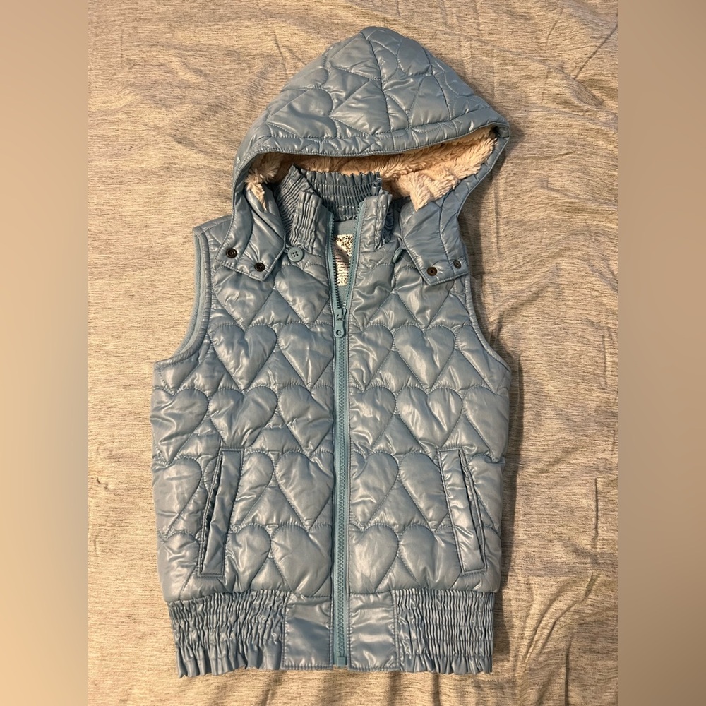 Old Navy Girls Quilted Hooded Vest in Light Blue